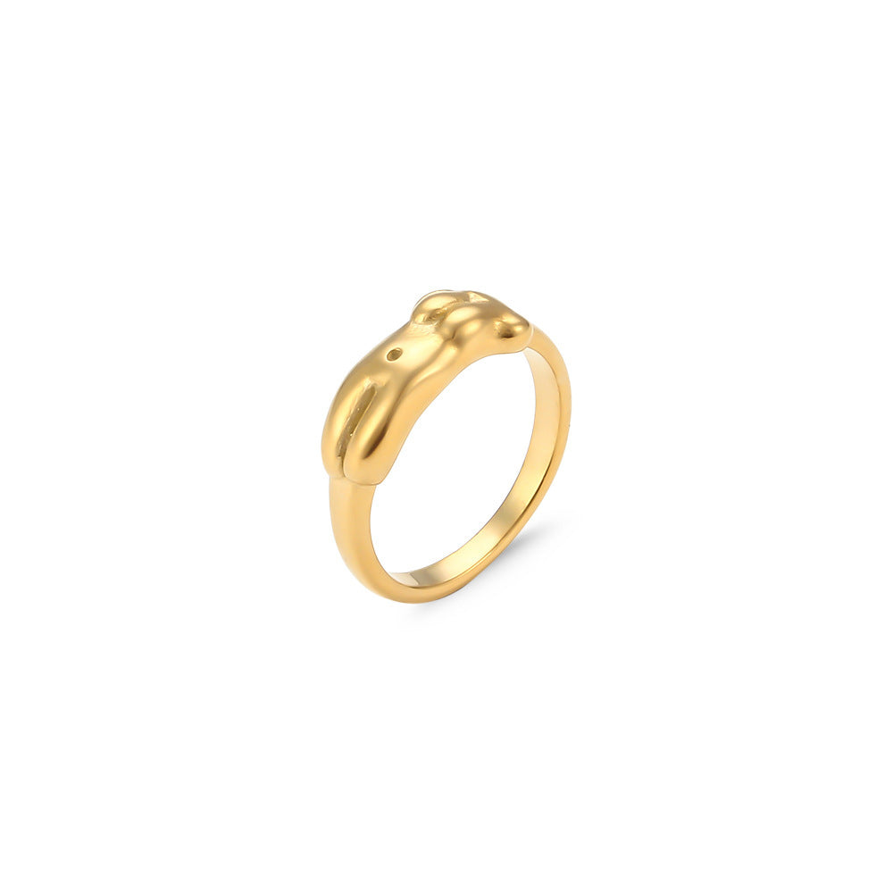 Stainless Steel Ring 18K Gold Plated Waterproof Anti Rust Hypoallergenic For Women US Size 6 7 8 Ring For Size
