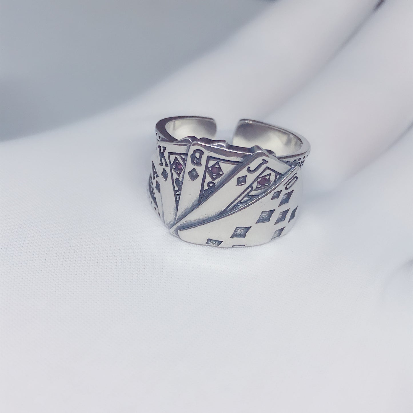 Couple Playing Card Rings Unisex Zinc Alloy Jewelry Dripping Oil Finish European American Poker Lovers Jewelry