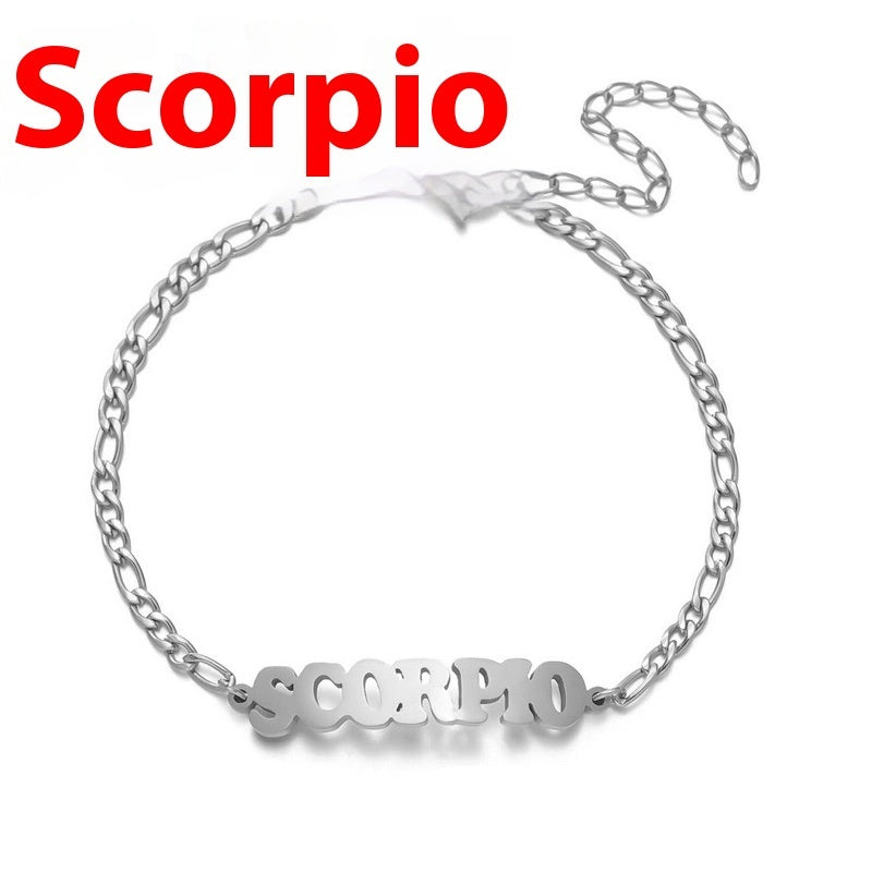 Unisex Stainless Steel Zodiac Bracelet Electroplated Gold Constellation Jewelry Gemini Sign For All Daily Wear