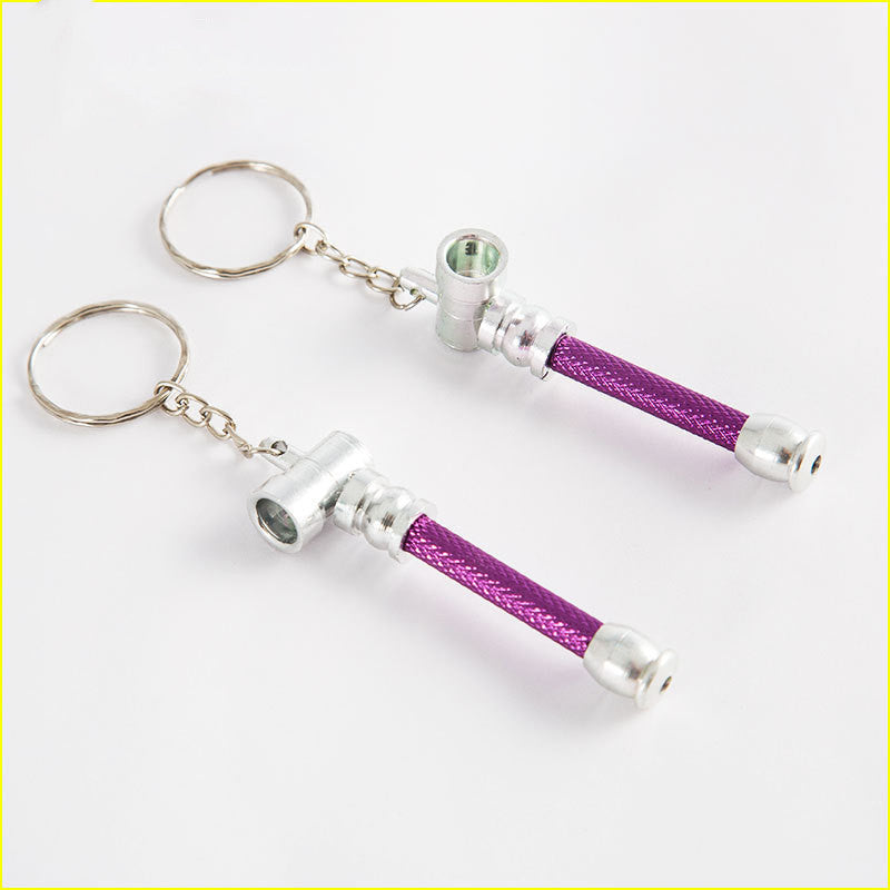 Aluminum Pipe Keychain Unisex Reusable Modern Design Purple