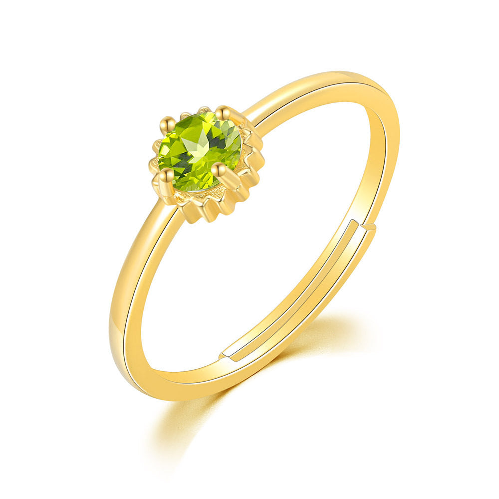 Womens Sterling Silver Ring With Natural Topaz Stacking Star Moon Geometric Fashion Jewelry High Quality Shiny