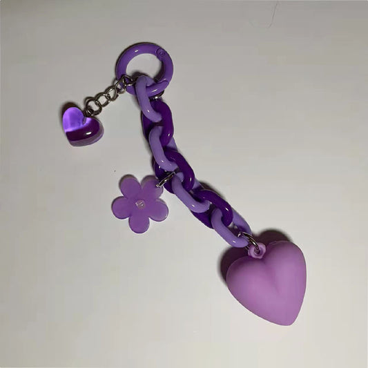 Acrylic Heart Keychain Pendant Peach Accessory Keyring