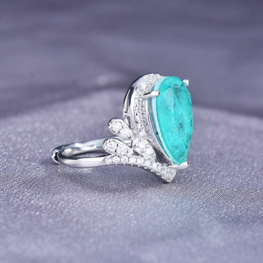 Copper Crown Ring With Crystal Simulated Stones Adjustable