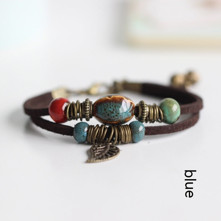 Bohemian Ceramic Woven Beaded Bracelet Circular Design Adjustable Length for Women Boho Bracelet Accessory Today