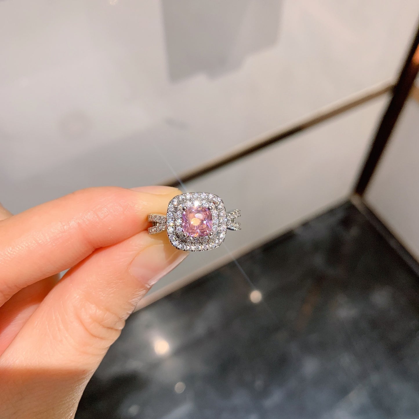 Womens Adjustable Ring With Rubies Emeralds And Yellow Diamonds Geometric Zircon Jewelry Elegant Everyday Wear