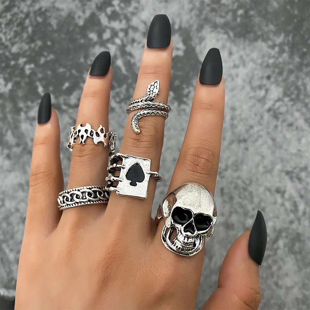 Unisex Metal Rings Set Vintage Alloy Geometry Pattern Bohemian Style Jewelry For Men Women Gift For Daily Wear