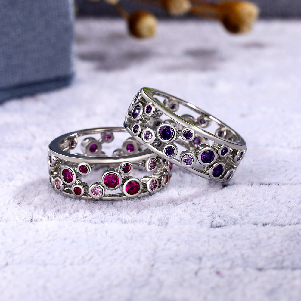 Zircon Openwork Circle Ring Gold Plated Copper Geometric