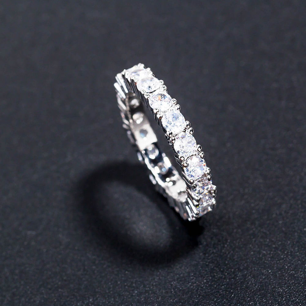 Adjustable Copper Ring With Zircon Electroplated Diamond Inlaid Brass European American Fashion Jewelry Everyday Wear