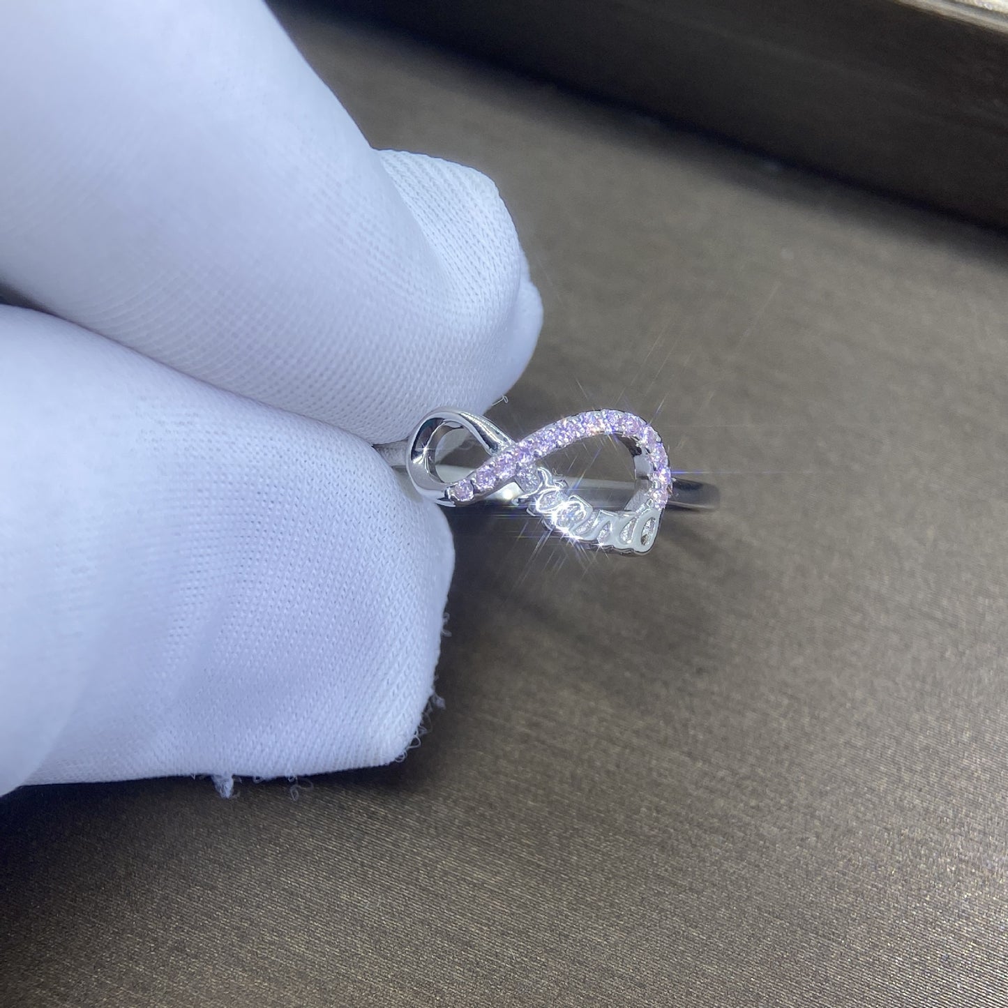 Womens Sterling Silver Adjustable Opening Korean Geometric Ring Of Zircon Platinum Plated Fashion Jewelry Gift