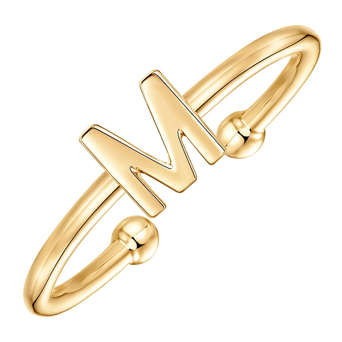 Adjustable Letter Ring Personalized Initial A To Z Copper Cutout Alphabet Ring For Women For Daily Wear Trendy