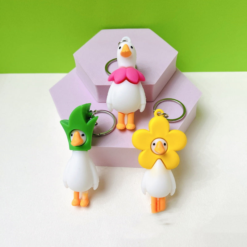 Cartoon Goose Keychain Bag Pendant Eco Friendly Soft Rubber Modern Art Novelty Toy Accessory For Style For You