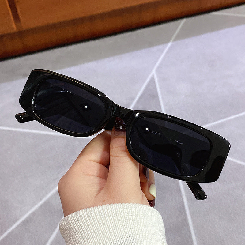 Womens Square Sunglasses Eye Protection Fashion Glasses PC Frame AC Lens Bright Black Gray Lens White Frame UV Blocking