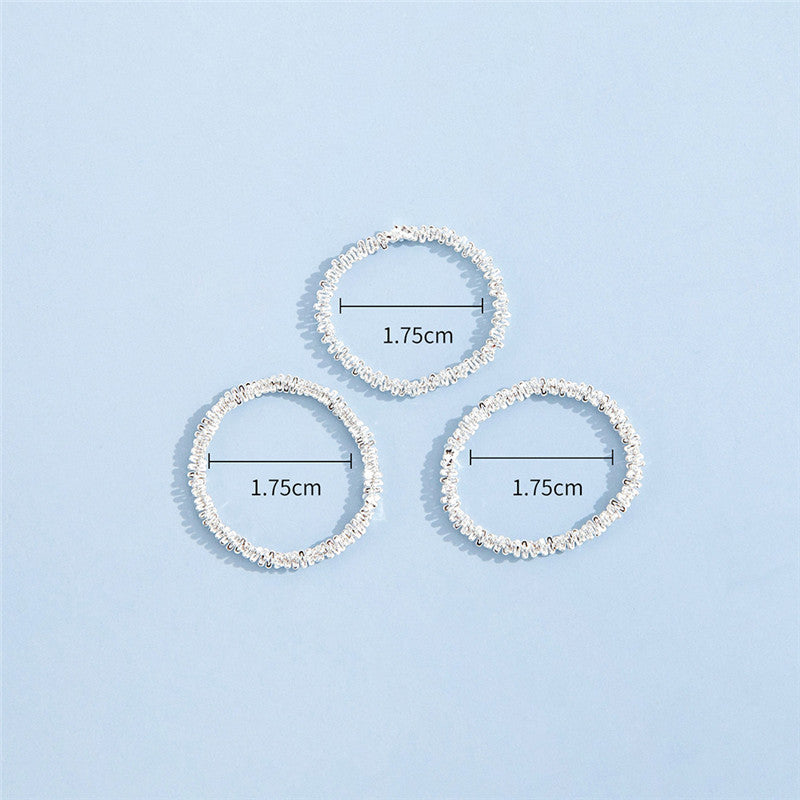 Three Piece Alloy Ring Set for Women Elegant Metal Jewelry