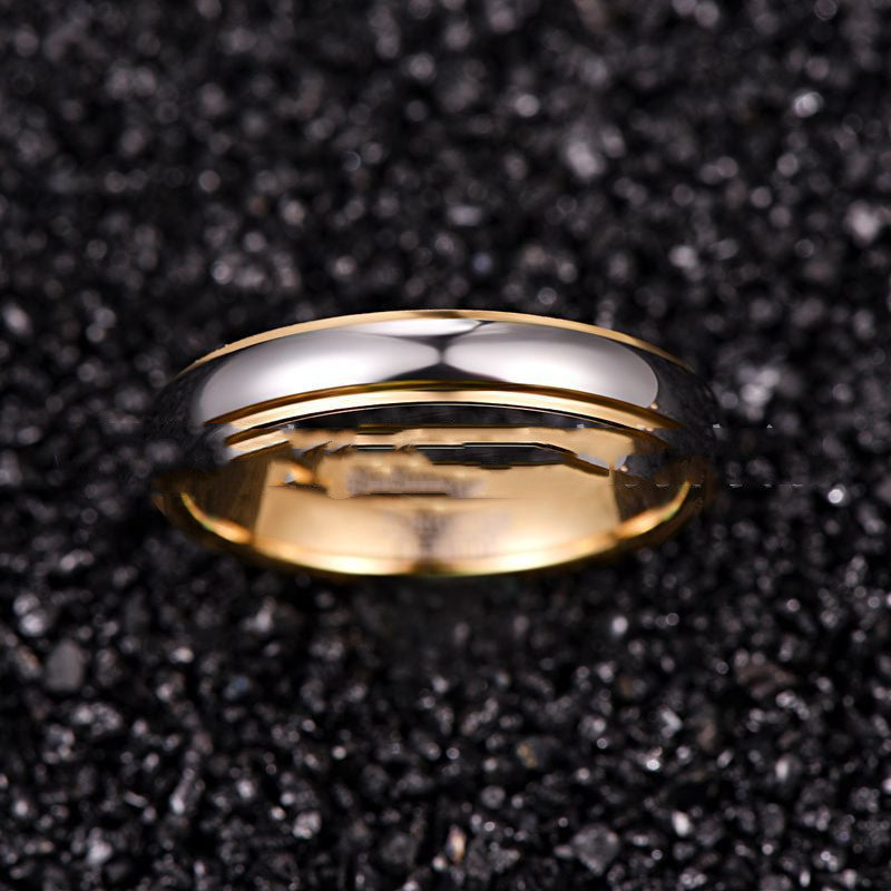 Two Tone Tungsten Ring For Men And Women Gold Silver Electroplated Fashion Band Wedding Engagement Everyday Use