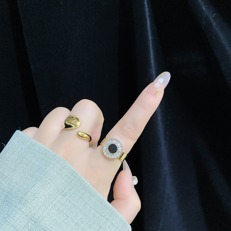 European And American Ring Micro Diamond Light Luxury Temperament Couple Ring Titanium Steel Jewelry Fashion Ring Gift for Her and Him