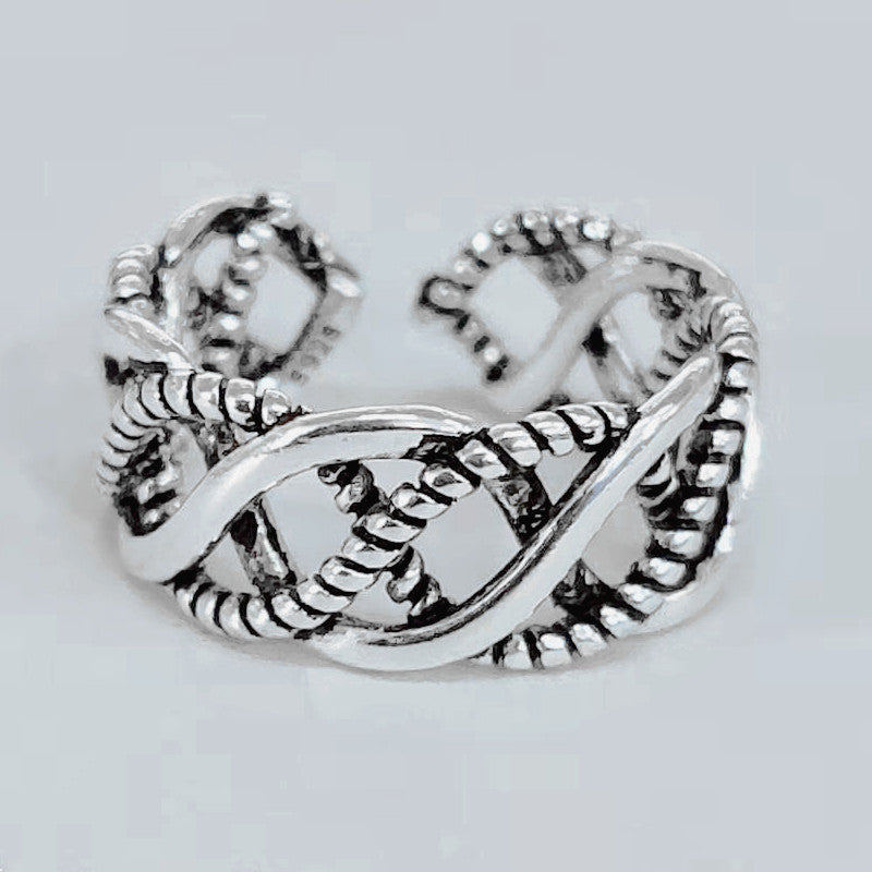 Copper Ring For Women Vintage Woven Interwoven Design Electroplated Band Gift For Anniversary Timeless Classic