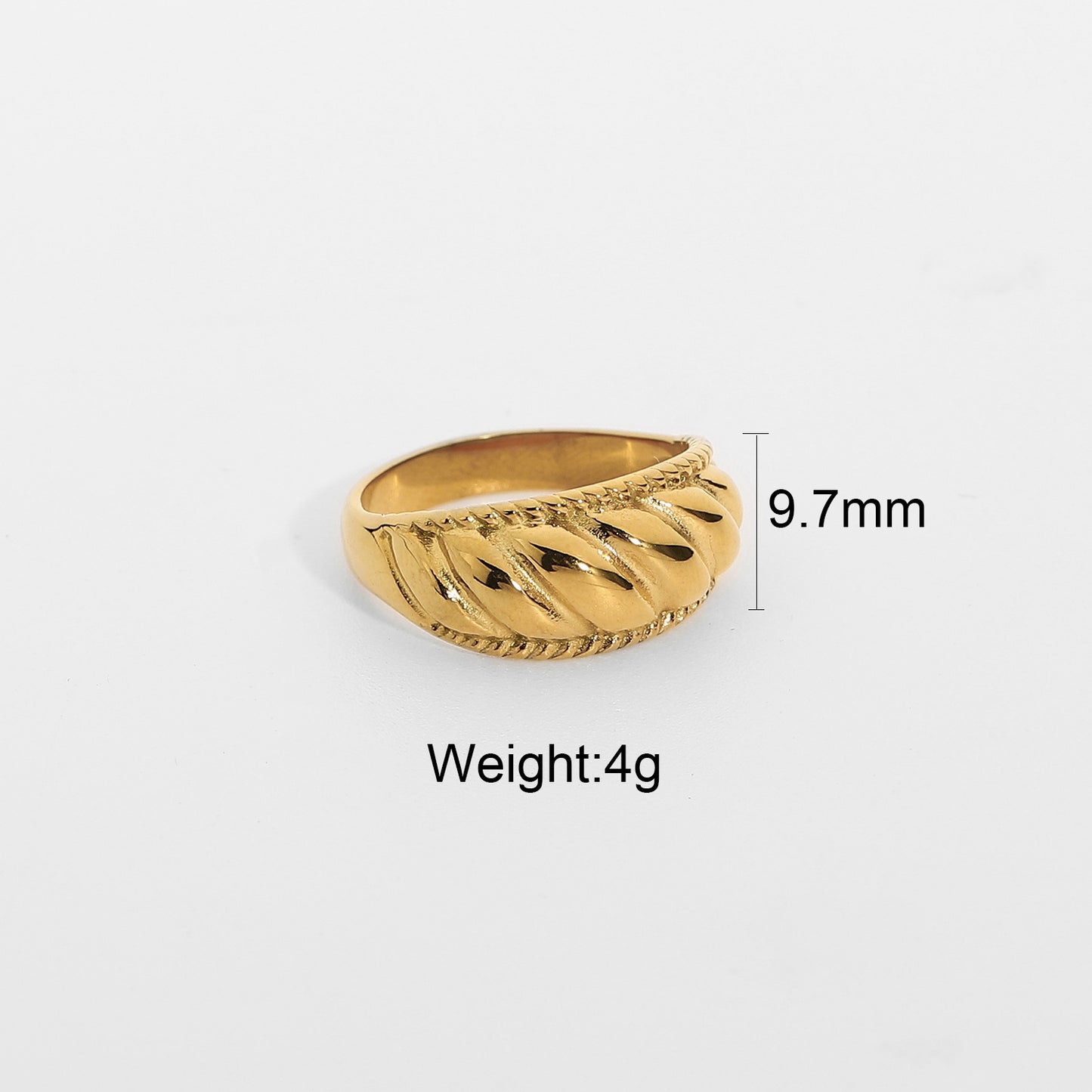 Women Stainless Steel Ring Threaded Edging Croissant Design Metal Jewelry Fashion Ring For Her Gift Great Gift