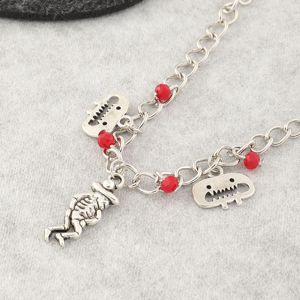 Womens Skull Bracelet Gold Plated Trendy Hip Hop Jewelry Rice Bead Silver Skull Bracelet Fashion Sparkle Style