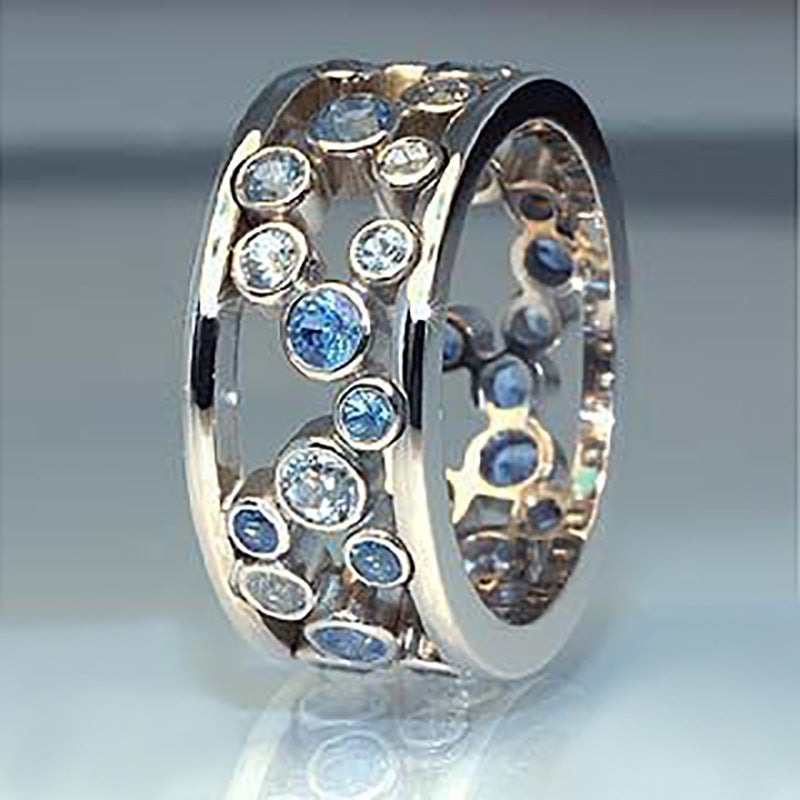 Zircon Openwork Circle Ring Gold Plated Copper Geometric
