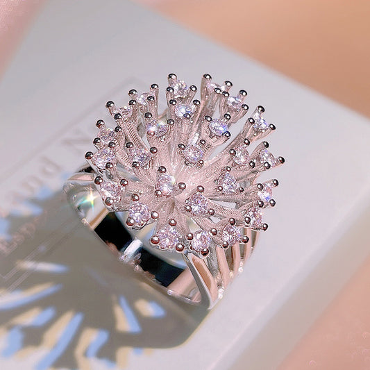 Womens Zircon Snowflake Geometric Brass Ring With White Steel In European American Style Jewelry Gift For Her Today