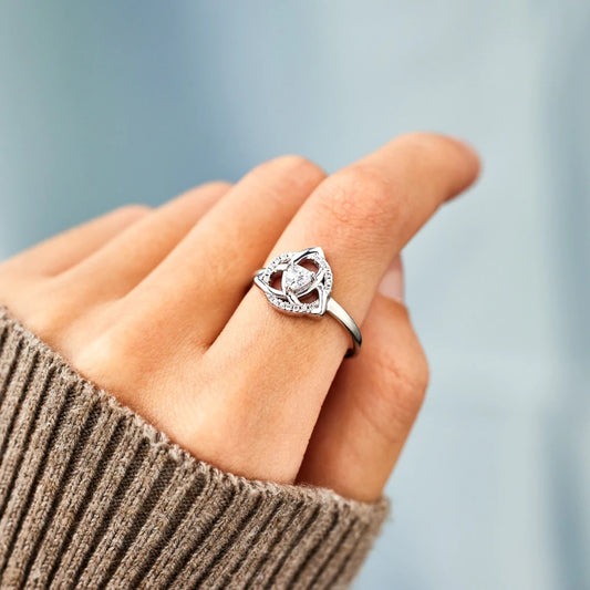 Womens Triangle Ring Adjustable Opening Fashion Ring Geometric Copper Ring White Gold Ring For Women Simple Design