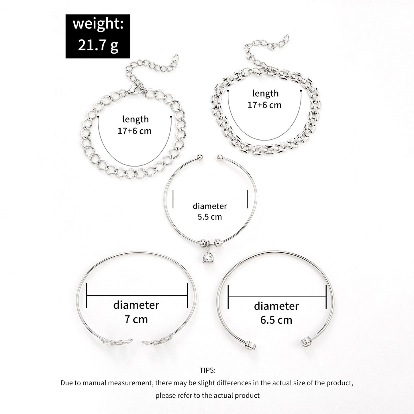 Bracelet Set for Women Rhinestone Beaded 5 Piece Jewelry