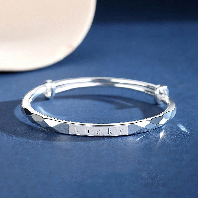 Copper Bracelet For Women Engraved English Letter Design Electroplated Finish Elegant Charm Jewelry Cute Everyday Wear