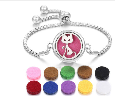 Aromatherapy Essential Oil Diffuser Unisex Bracelet Alloy Locket Electroplated Finish Jewelry Gift For Her Box