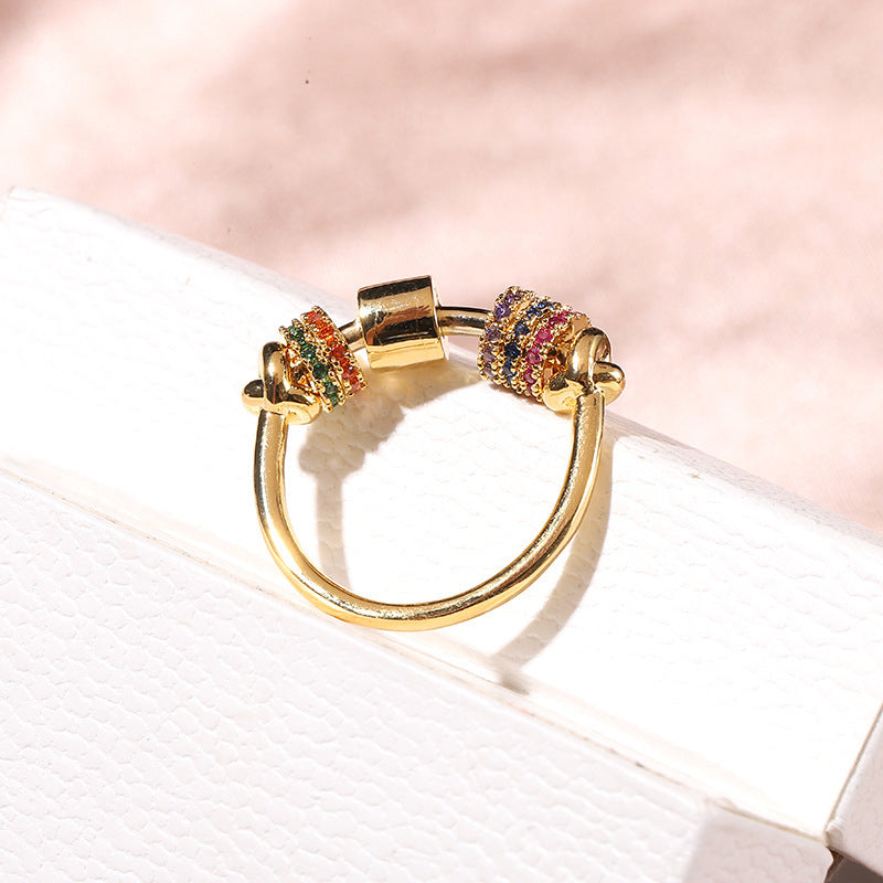 Gold Plated Ring Circle Design With 3A Zircon Embellished Hypoallergenic Copper Base Jewelry Accessory Everyday Wear