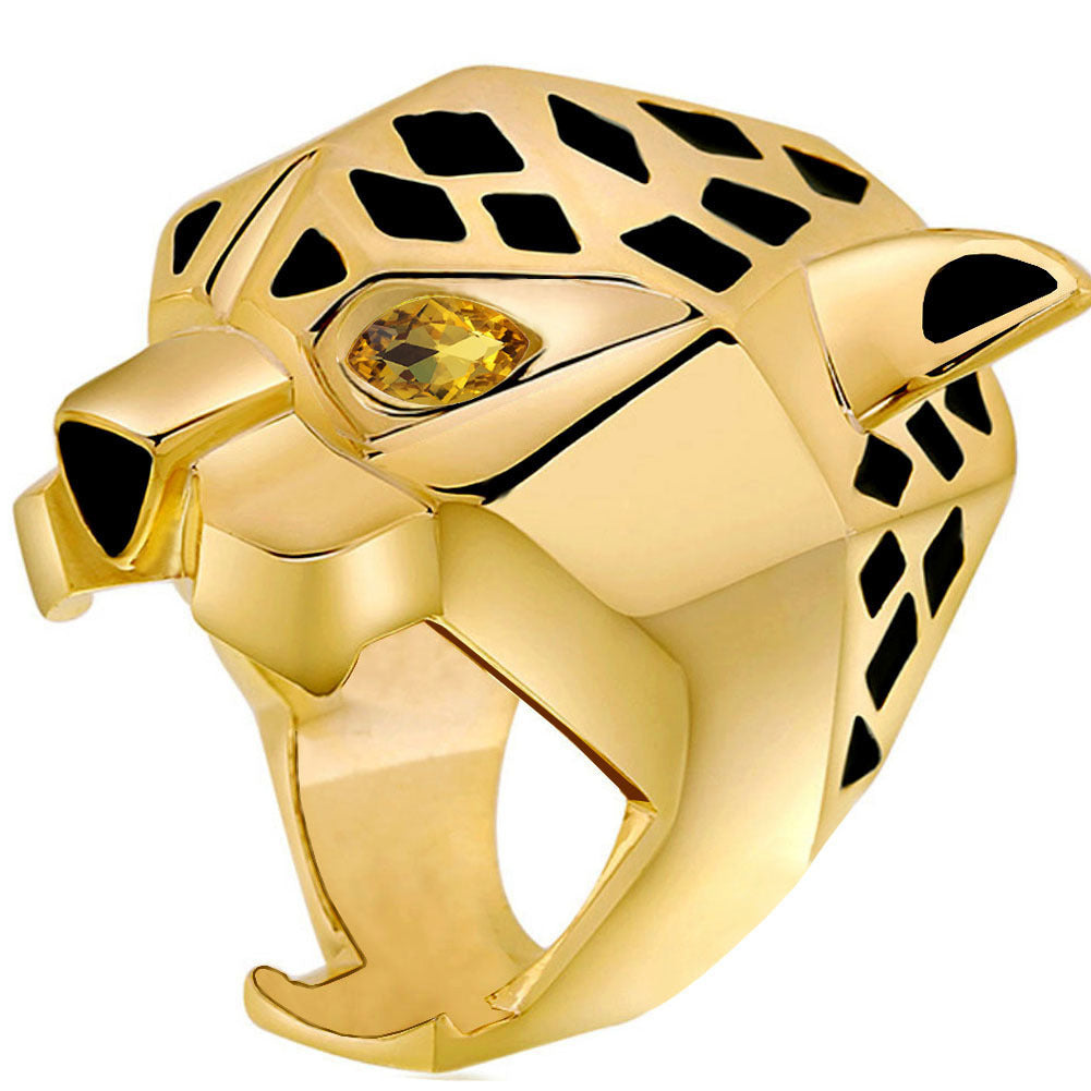Mens Leopard Ring Animal Electroplated Alloy European American Style Jewelry Accessory Fashion Ring Elegant Ring