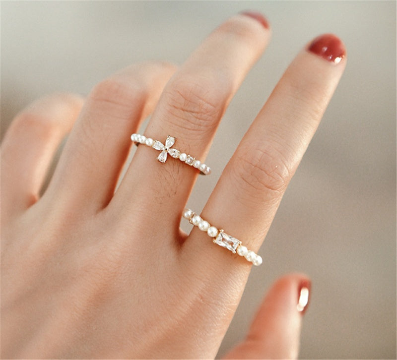 Beaded Womens Ring Vintage Alloy Electroplated Jewelry