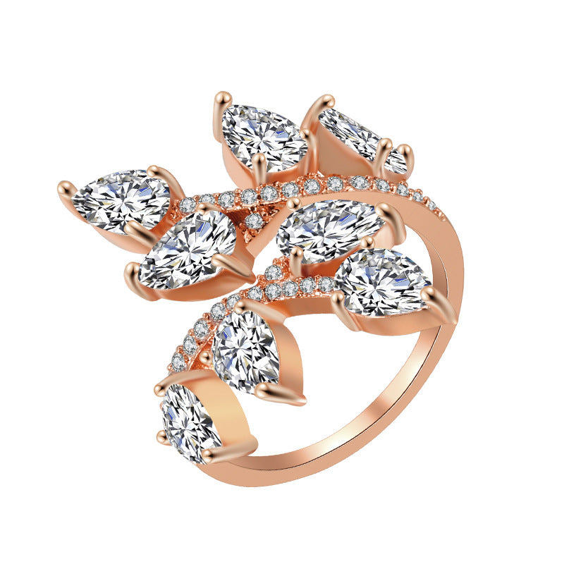 Womens Zircon Ring Gold Plated Geometric Jewelry For Her