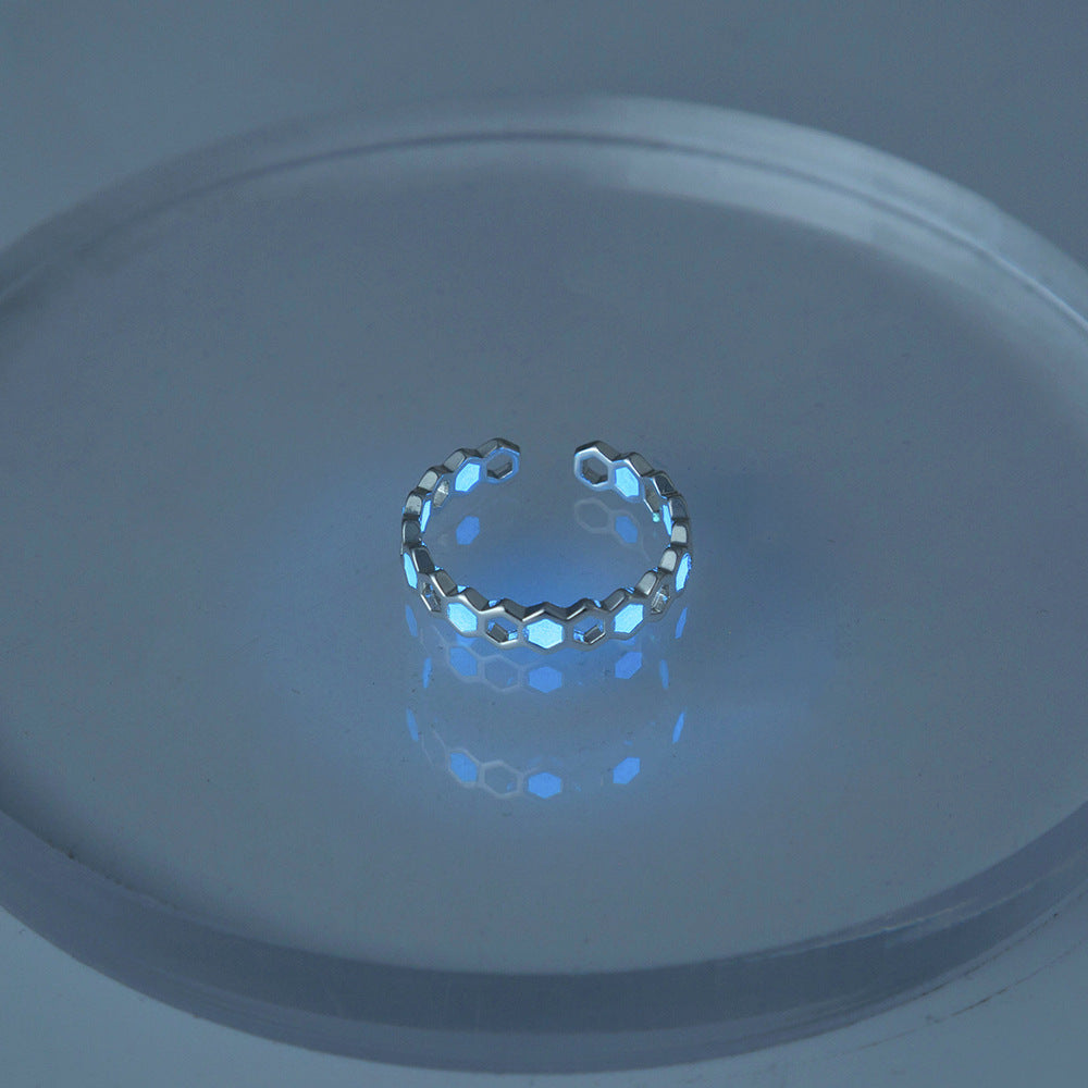 Womens Hollow Star Ring Honeycomb Zircon Copper Adjustable Electroplated Oil Dripped Finish Retro Style Vintage Ring