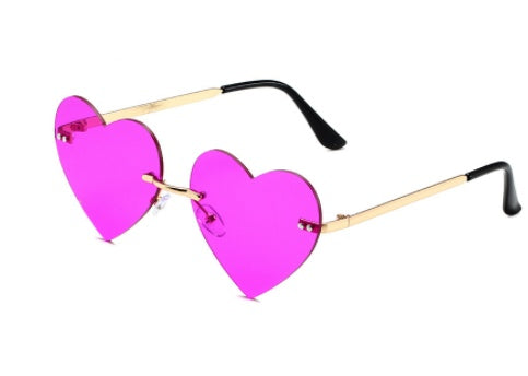 Womens Rimless Heart Sunglasses UV380 Protection Bohemian Retro Fashion Pink Lens Gold Frame Outdoor Sports For Women