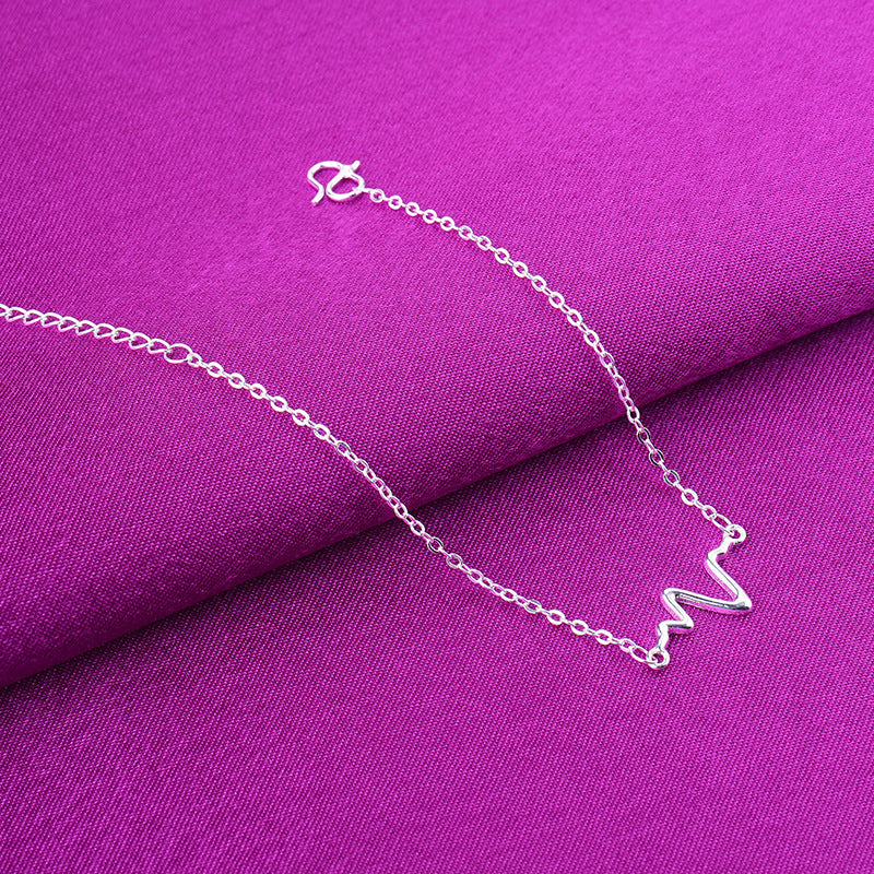 Womens Electroplated Copper Bracelet Silver Plated ECG Lightning Design Fashion Jewelry Everyday Wearable Sparkle