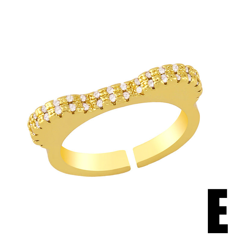 Geometric Irregular Ring For Women Copper Zircon Jewelry Fashion Style Elegant Modern Accessory Trendy Daily Wear