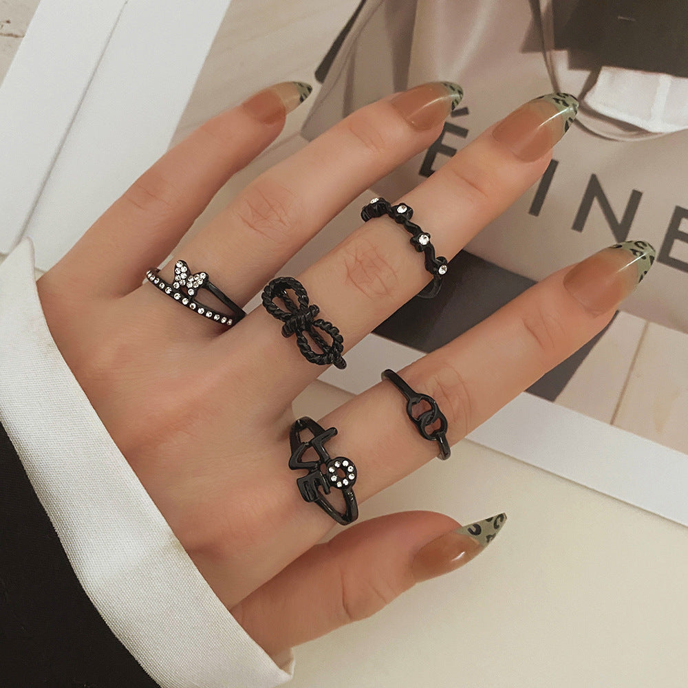 Womens Vintage Rings Set Geometric Snake Cross Jewelry