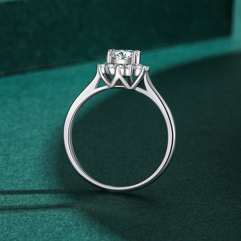 Womens Sterling Silver Ring With Lace Diamond Design 925 Silver Gold Plated Inlaid Gemstone Ring 0.91 Size US5