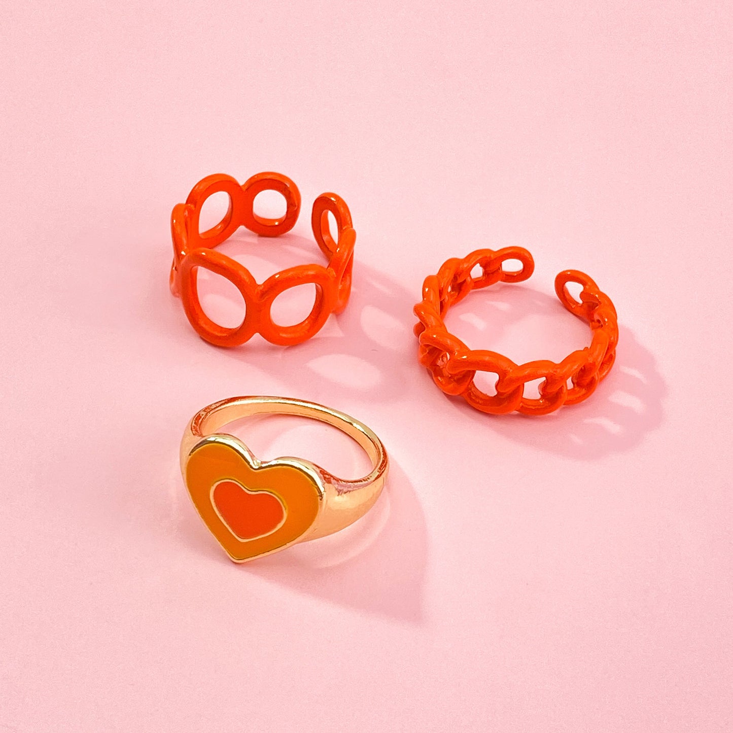 Womens Vintage Gold Ring Set With Heart Smile Design Electroplated Alloy Rings For Love Peach Heart Decoration