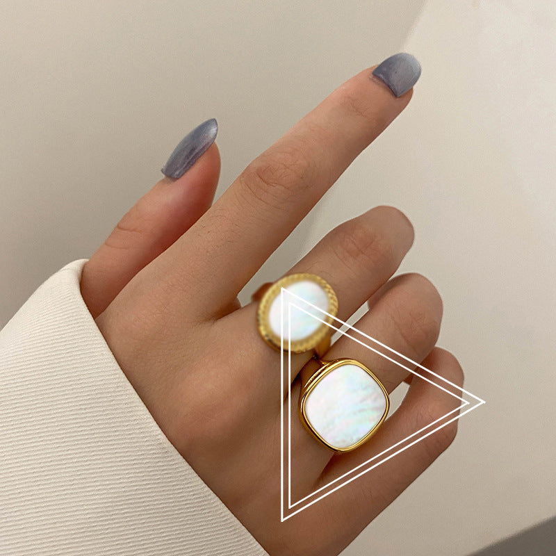 Retro European American Style Metal Texture Ring Gold Or Silver Women Adjustable Geometric Retro Jewelry Retro