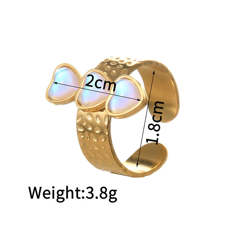 Women Stainless Steel Heart Open Ring Geometric Design Fashion Jewelry Gifts For Her Romantic Elegant Gorgeous