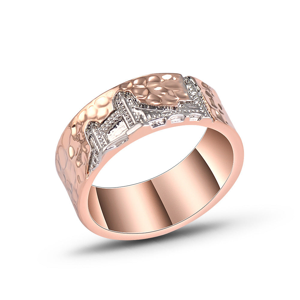 Two Tone Plated Copper Ring Creative Design Polished Finish Exquisite Craftsmanship Durable Accessory Fashion Jewelry