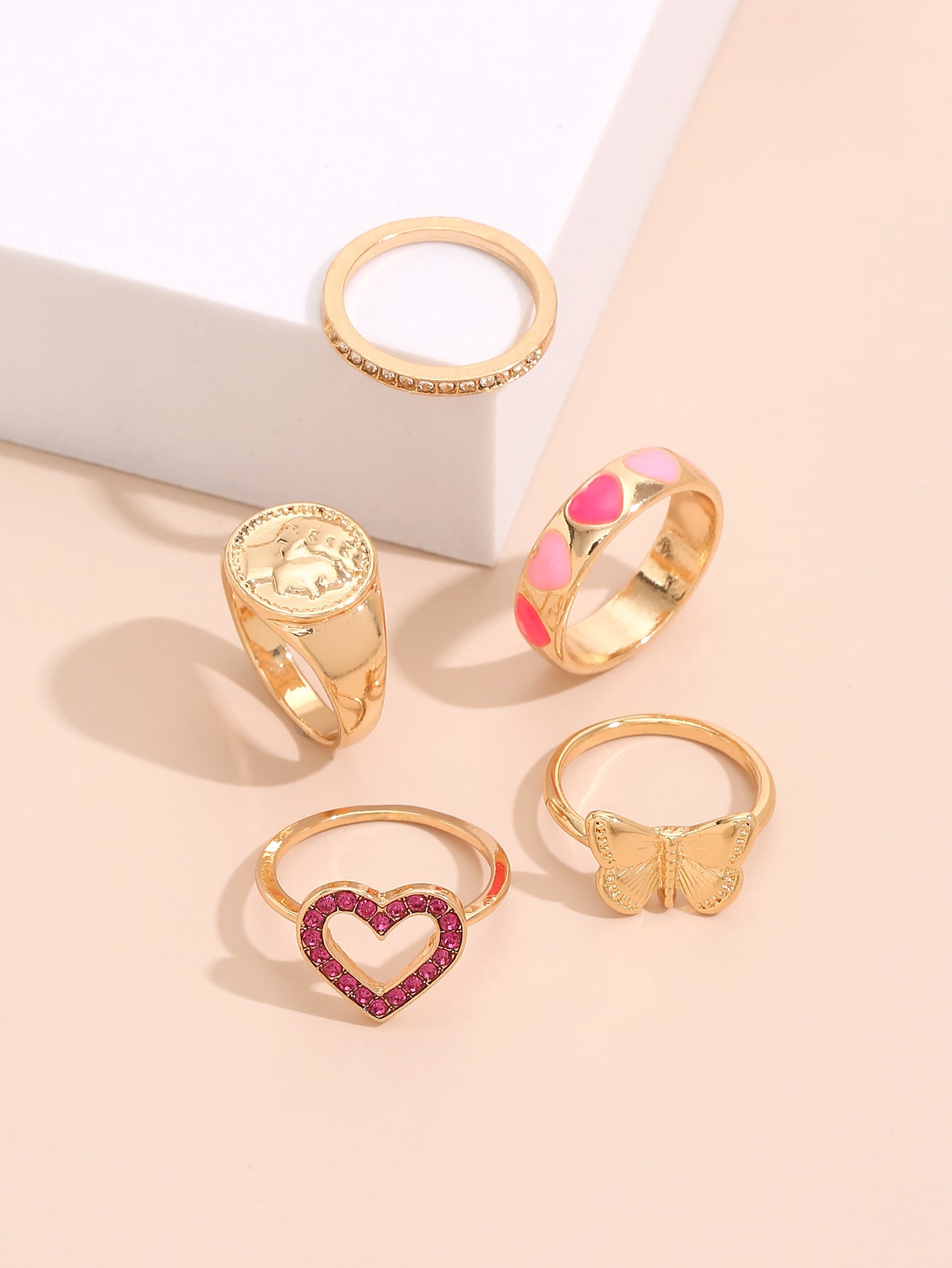 Womens Irregular Ring Set Zinc Alloy Electroplated Jewelry