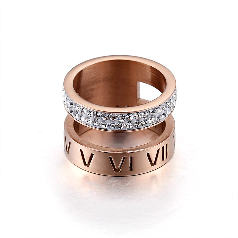 Unisex Roman Numeral Ring Design In Titanium Steel Band Electroplated Trendy Gift For Men And Women Fashion Jewelry