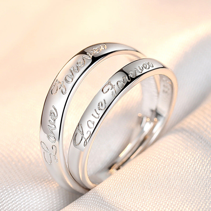 Retro Copper Ring Hand Ornament Eternal Love Letter Ring For Men And Women Fashion Electroplated Simple Band Ring