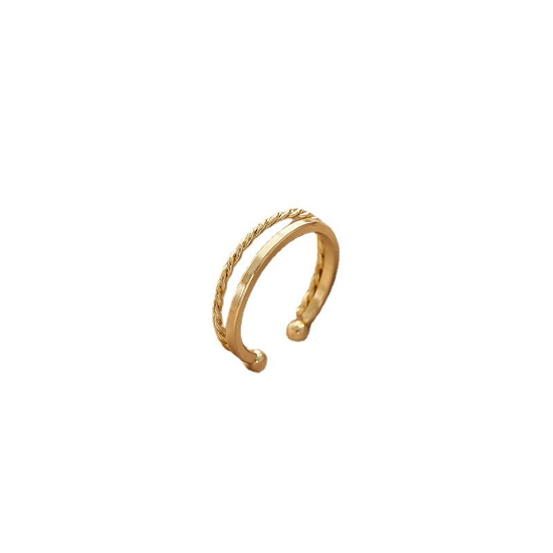 Adjustable Geometric Copper Ring With Double Layer Design For Fashion Jewelry Looking Elegant Trendy Accessory