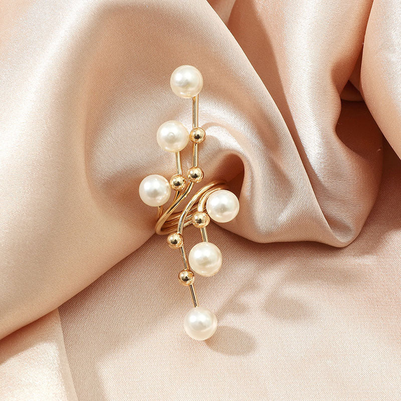 Geometric Pearl Ring Alloy European Jewelry For Women