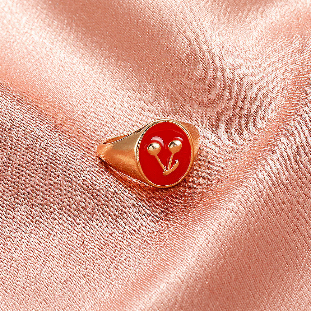 Metal Index Finger Ring Bracelet With Unique Cherry Flame Shape Individually Packed Customizable Birthday Gift