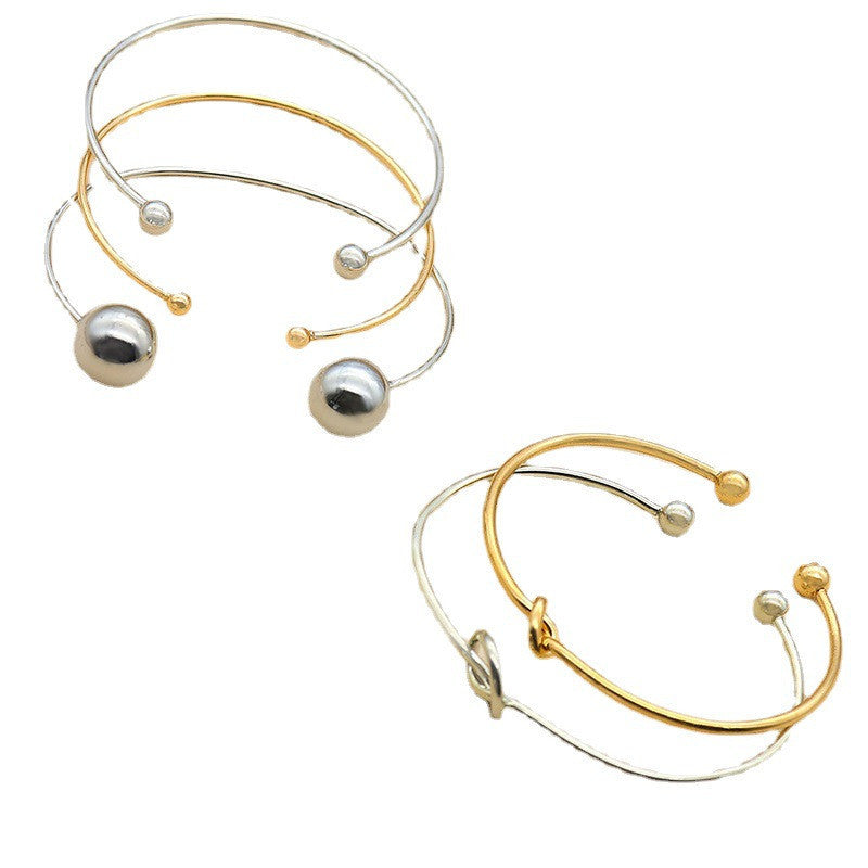 Womens Round Bead Knotted Bracelet Set Punk Geometry Fashion Jewelry Alloy European And American Bracelet Sets