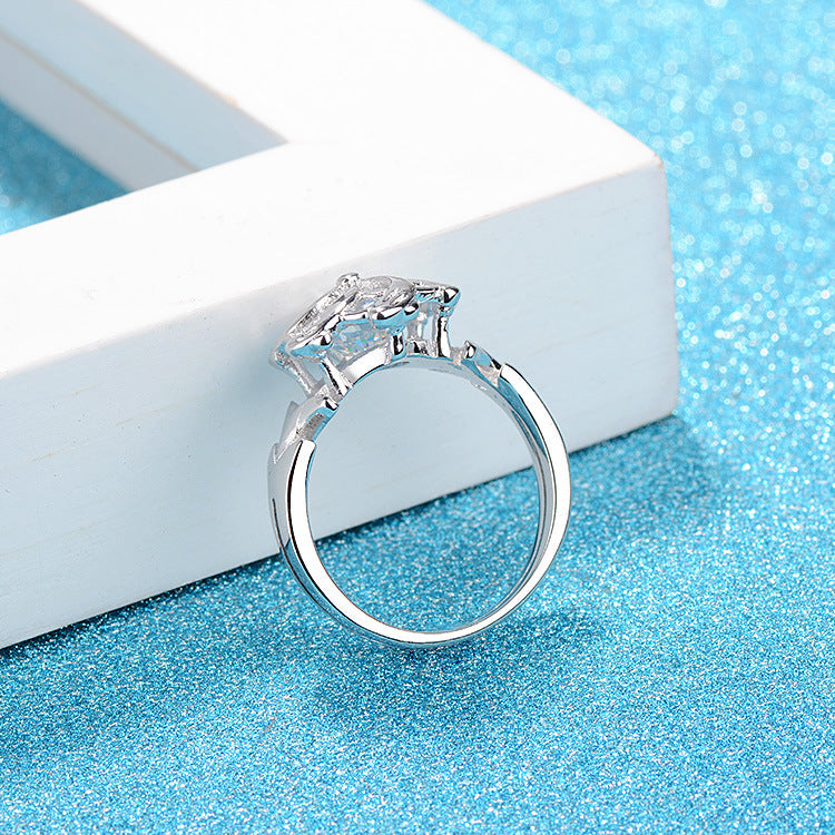 Womens Windmill Ring White Copper Retro Fashion Jewelry Sterling Silver Plated Elegant Luxurious Accessory Wear